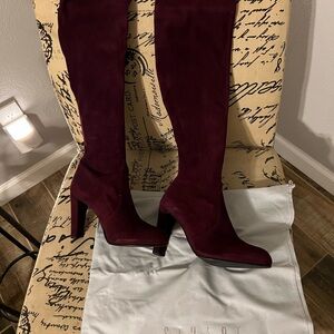 Stuart Weitzman Women's Burgundy Over the Knee Boots